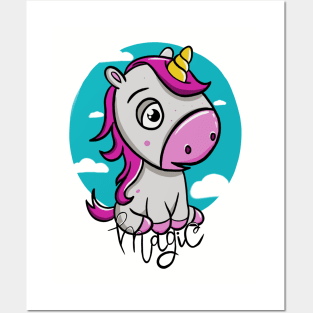 Cute baby unicorn Posters and Art